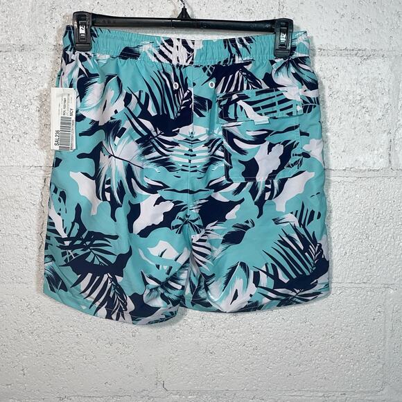 Calvin Klein Men's Island Camo Printed 7" Swim Trunks - Light Blue Medium - Picture 6 of 8